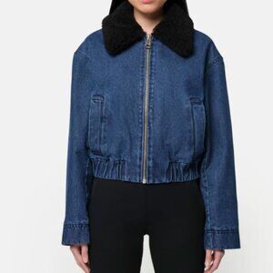 Apparis Carine Denim Vegan Shearling Coat - Indigo Blue - Size XL - NWT